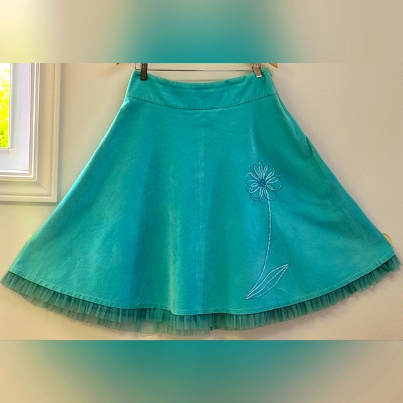 Aqua circle skirt vintage style 50's - Picture 1 of 16